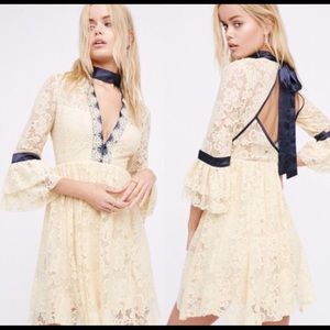 Free People lace cream colored gilded dress NWT